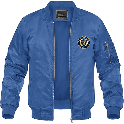 Men's Philadelphia Union FC Lightweight Bomber Jacket Windbreaker Softshell Varsity Jacket Coat