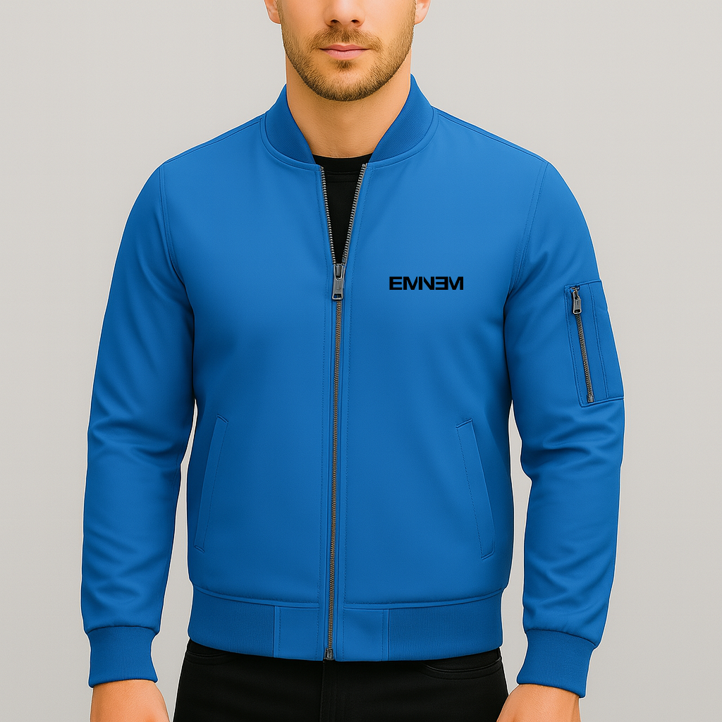 Men's Eminem Music Lightweight Bomber Jacket Windbreaker Softshell Varsity Jacket Coat