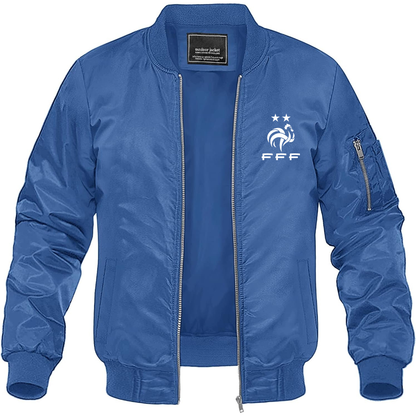 Men's France Soccer Lightweight Bomber Jacket Windbreaker Softshell Varsity Jacket Coat