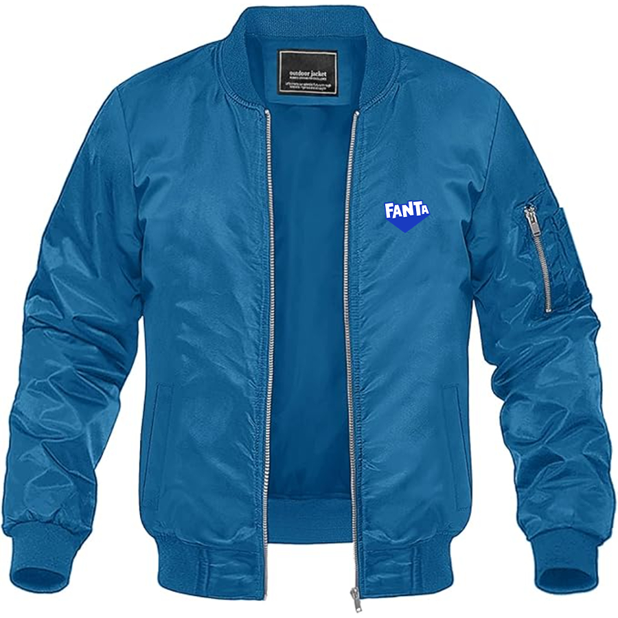 Men's Fanta Logo Lightweight Bomber Jacket Windbreaker Softshell Varsity Jacket Coat