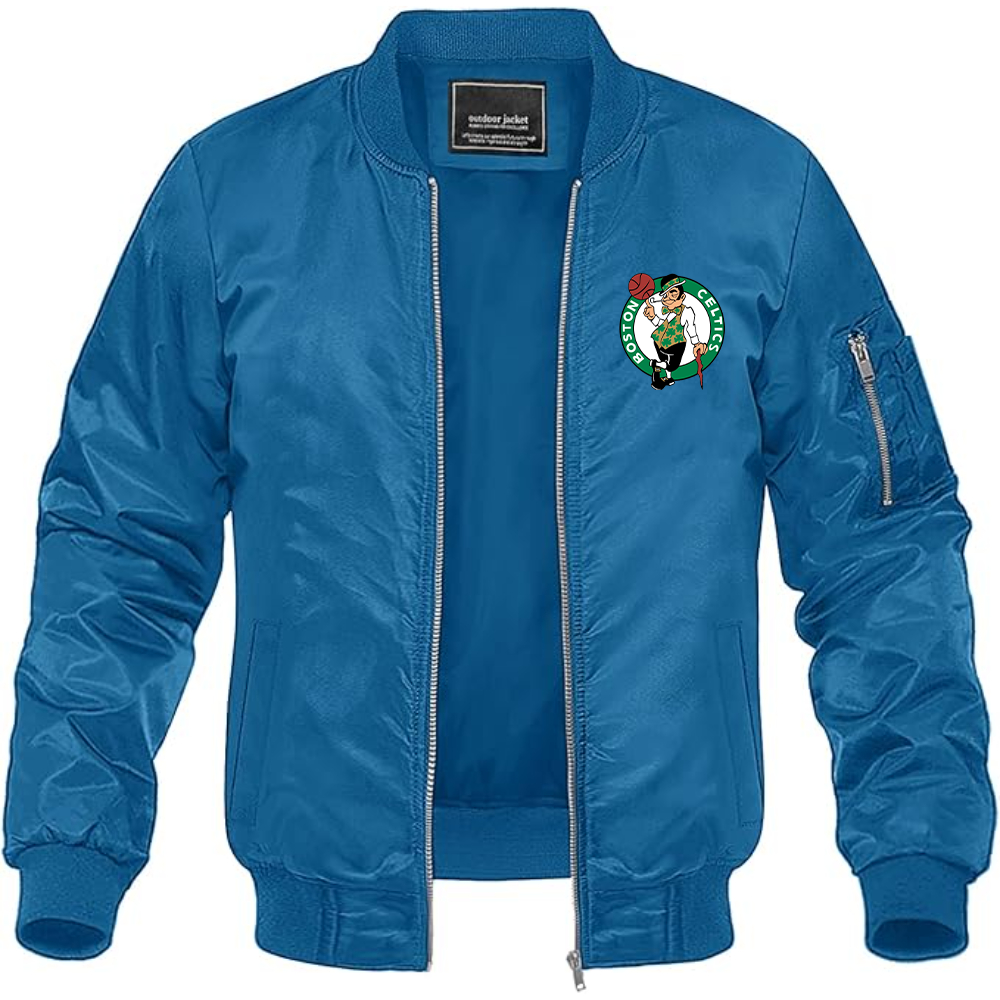 Men's Boston Celtics Logo Lightweight Bomber Jacket Windbreaker Softshell Varsity Jacket Coat