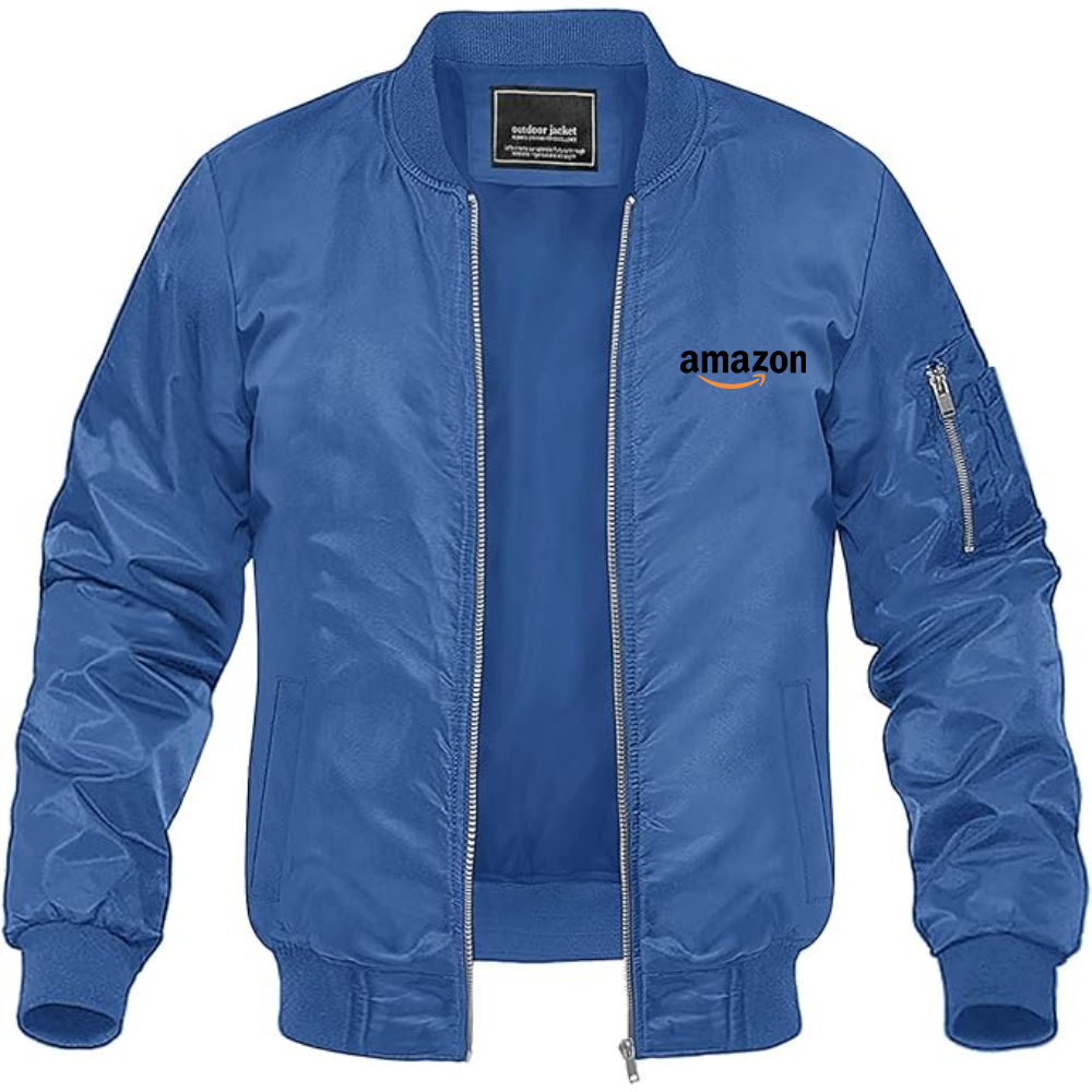 Men's Amazon Logo Lightweight Bomber Jacket Windbreaker Softshell Varsity Jacket Coat