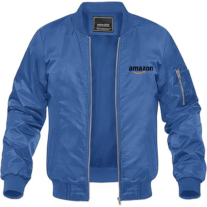 Men's Amazon Logo Lightweight Bomber Jacket Windbreaker Softshell Varsity Jacket Coat