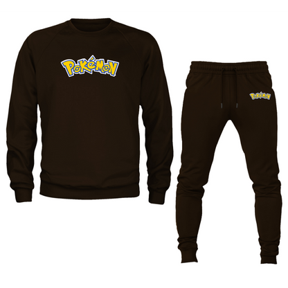 Men's Pokemon Cartoon Crewneck Sweatshirt Joggers Suit