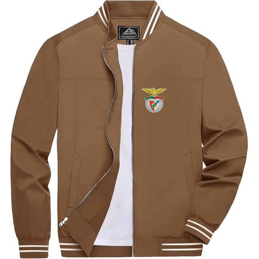 Men’s SL Benfica FC Lightweight Zip-Up Bomber Jacket with Ribbed Collar and Cuffs - Versatile Casual Outerwear