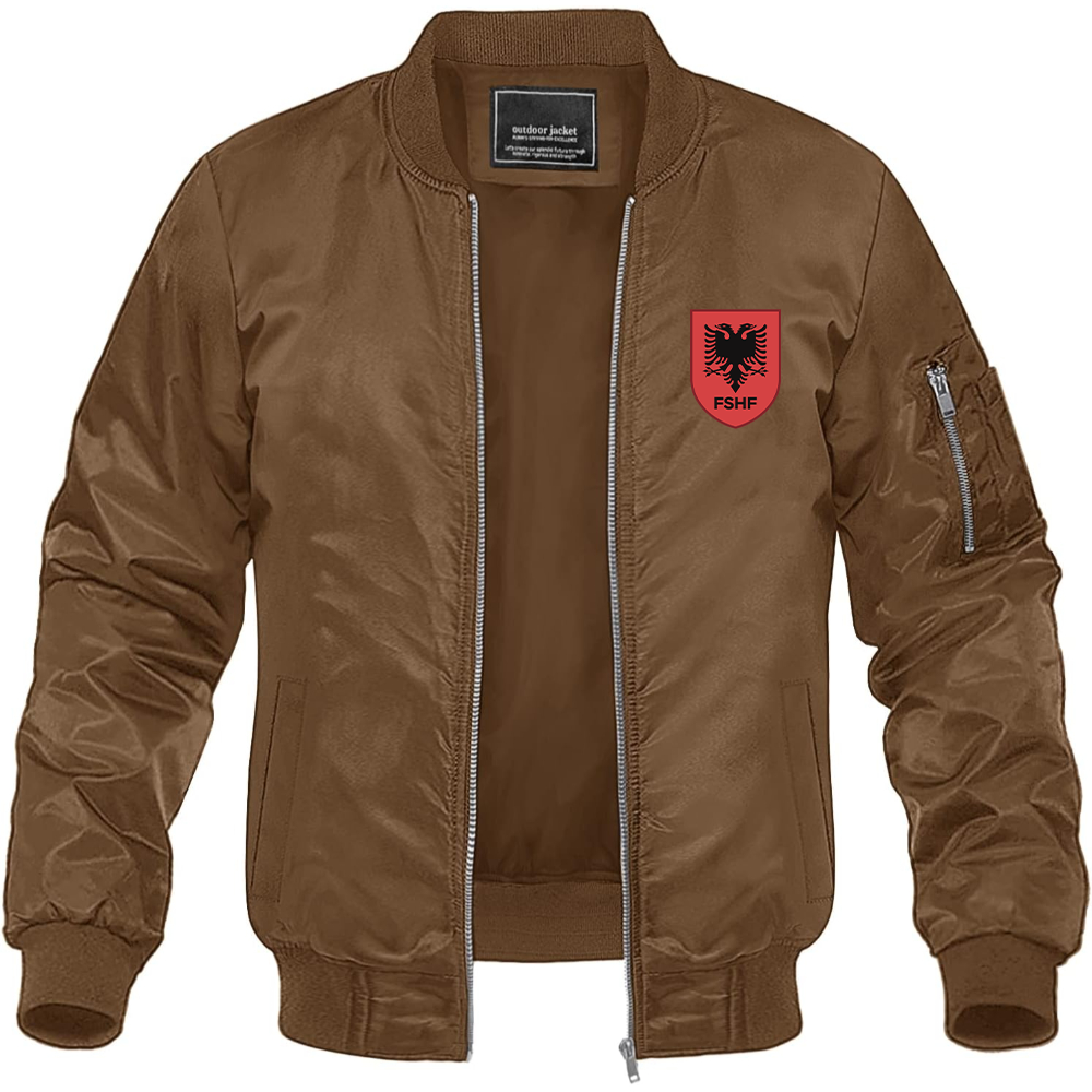 Men's Albania National Soccer Team Lightweight Bomber Jacket Windbreaker Softshell Varsity Jacket Coat