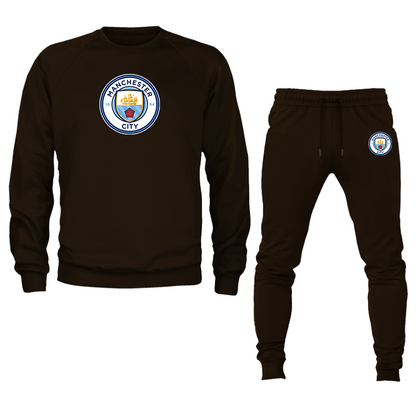 Men's Manchester City  Soccer Logo Crewneck Sweatshirt Joggers Suit