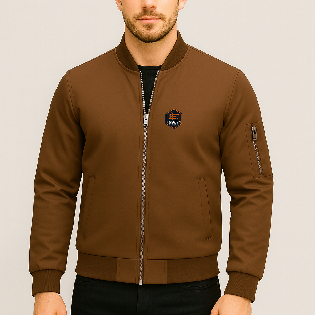 Men's Houston Dynamo FC Soccer Lightweight Bomber Jacket Windbreaker Softshell Varsity Jacket Coat