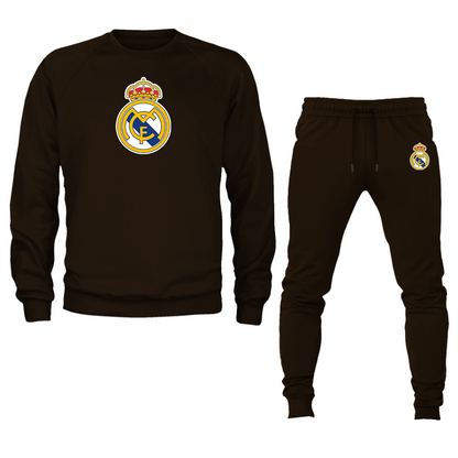 Men’s Real Madrid Soccer Logo Crewneck Sweatshirt Joggers Suit