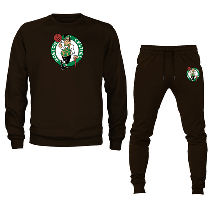 Men's Boston Celtics Logo Crewneck Sweatshirt Joggers Suit