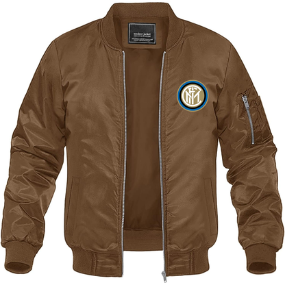 Men's Inter Milan Soccer Lightweight Bomber Jacket Windbreaker Softshell Varsity Jacket Coat