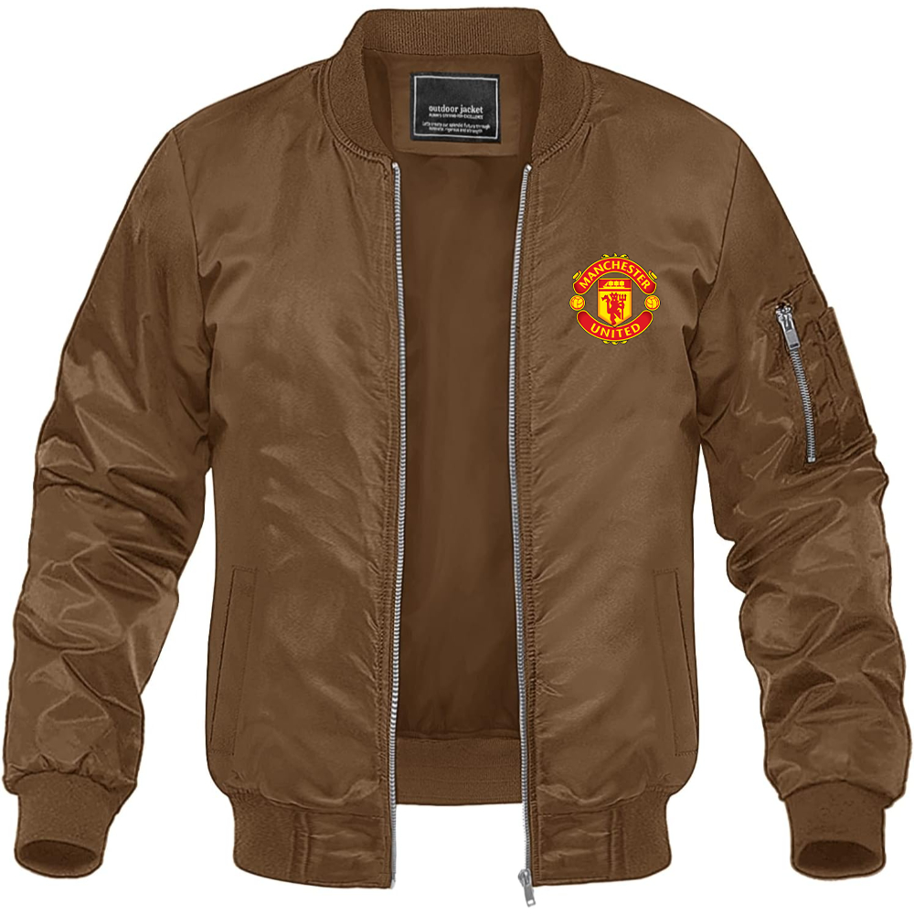 Men’s Manchester United Soccer Lightweight Bomber Jacket Windbreaker Softshell Varsity Jacket Coat