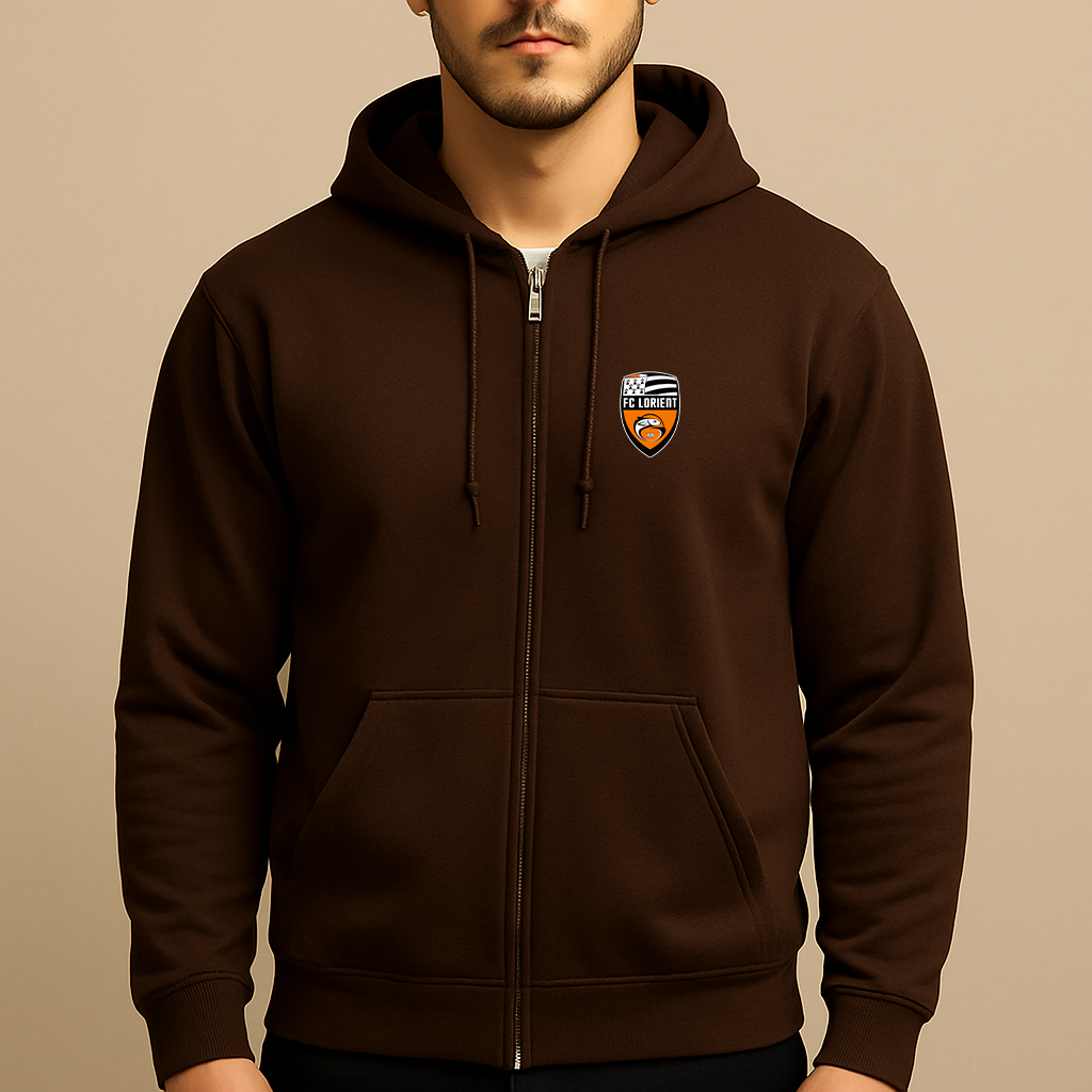 Men's FC Lorient Soccer Logo Zipper Hoodie