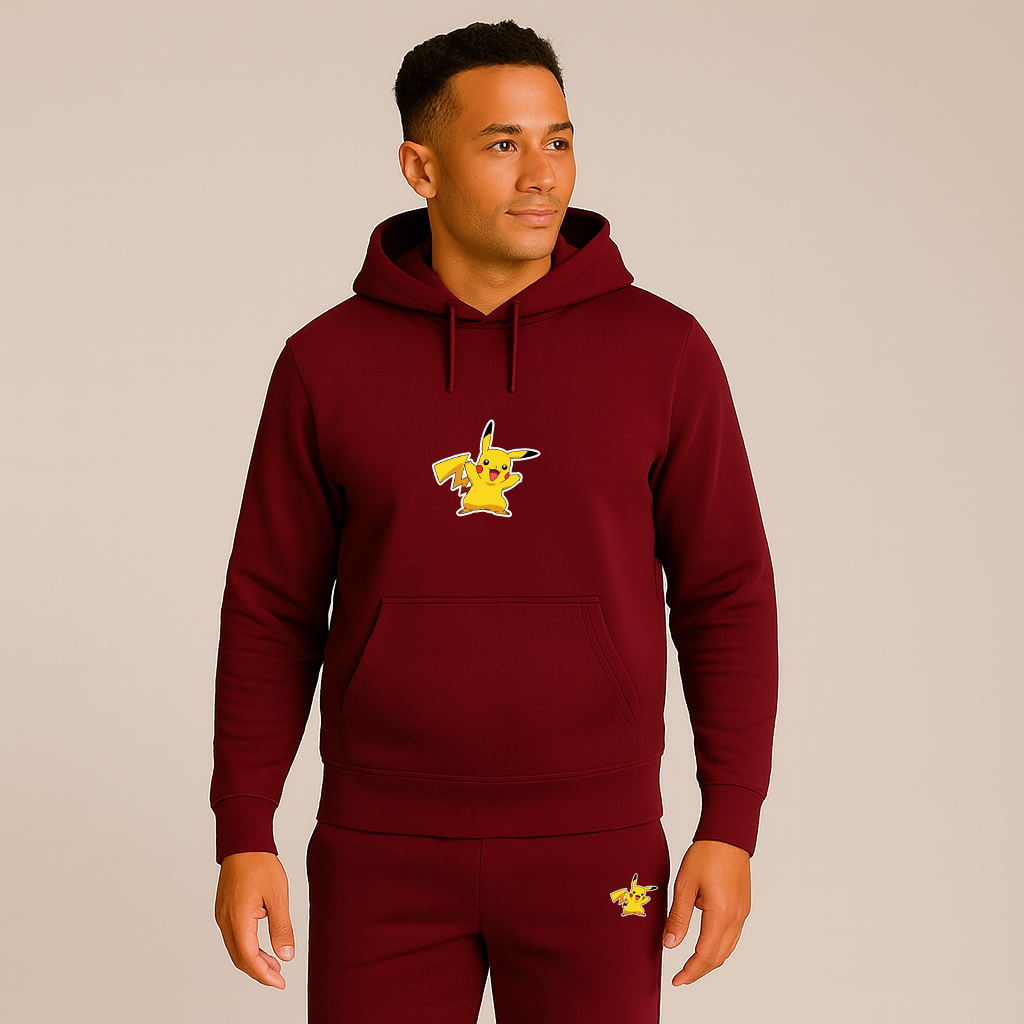 Men's Pikachu Cartoon Hoodie Joggers Set