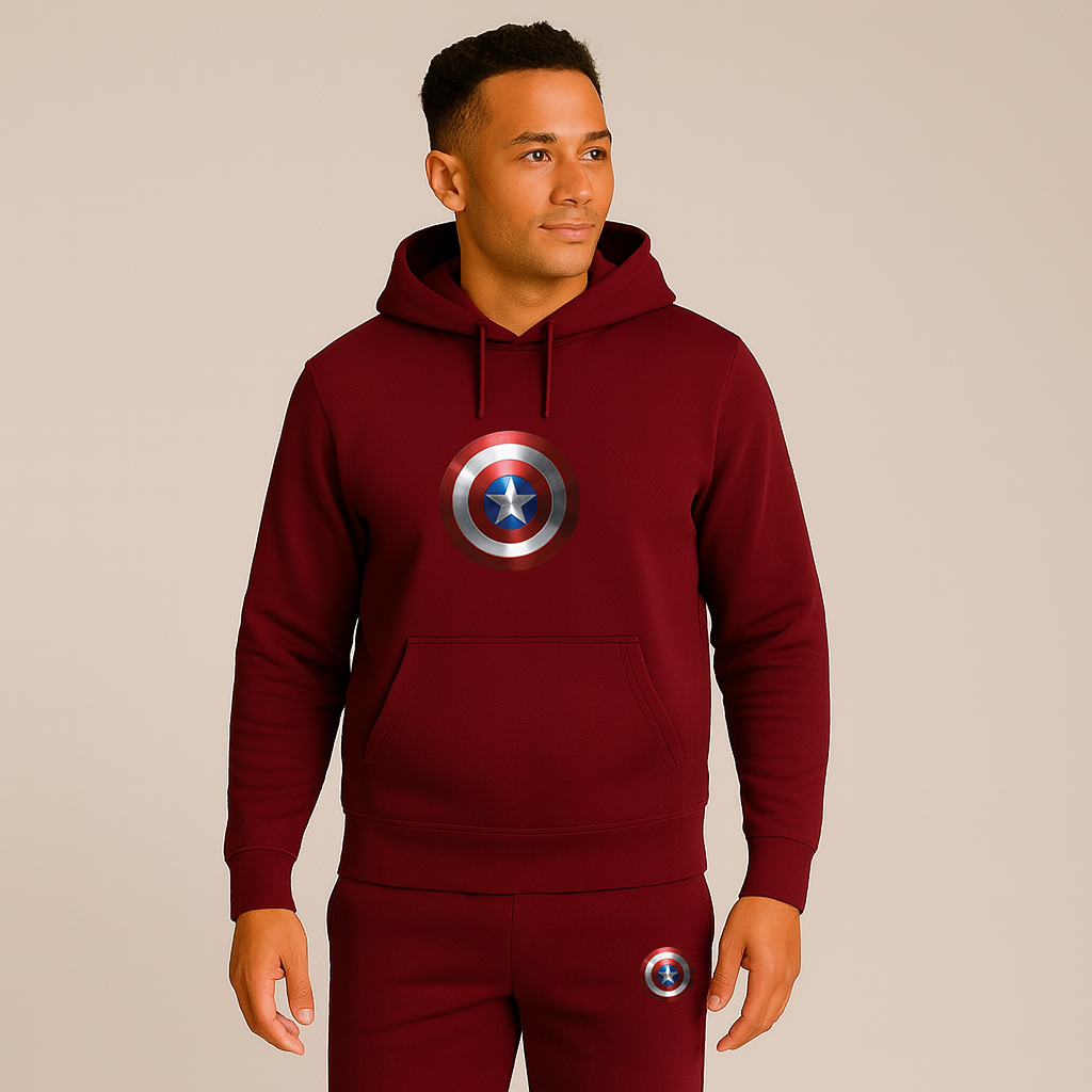Men's Captain America Superhero Logo Hoodie Joggers Set