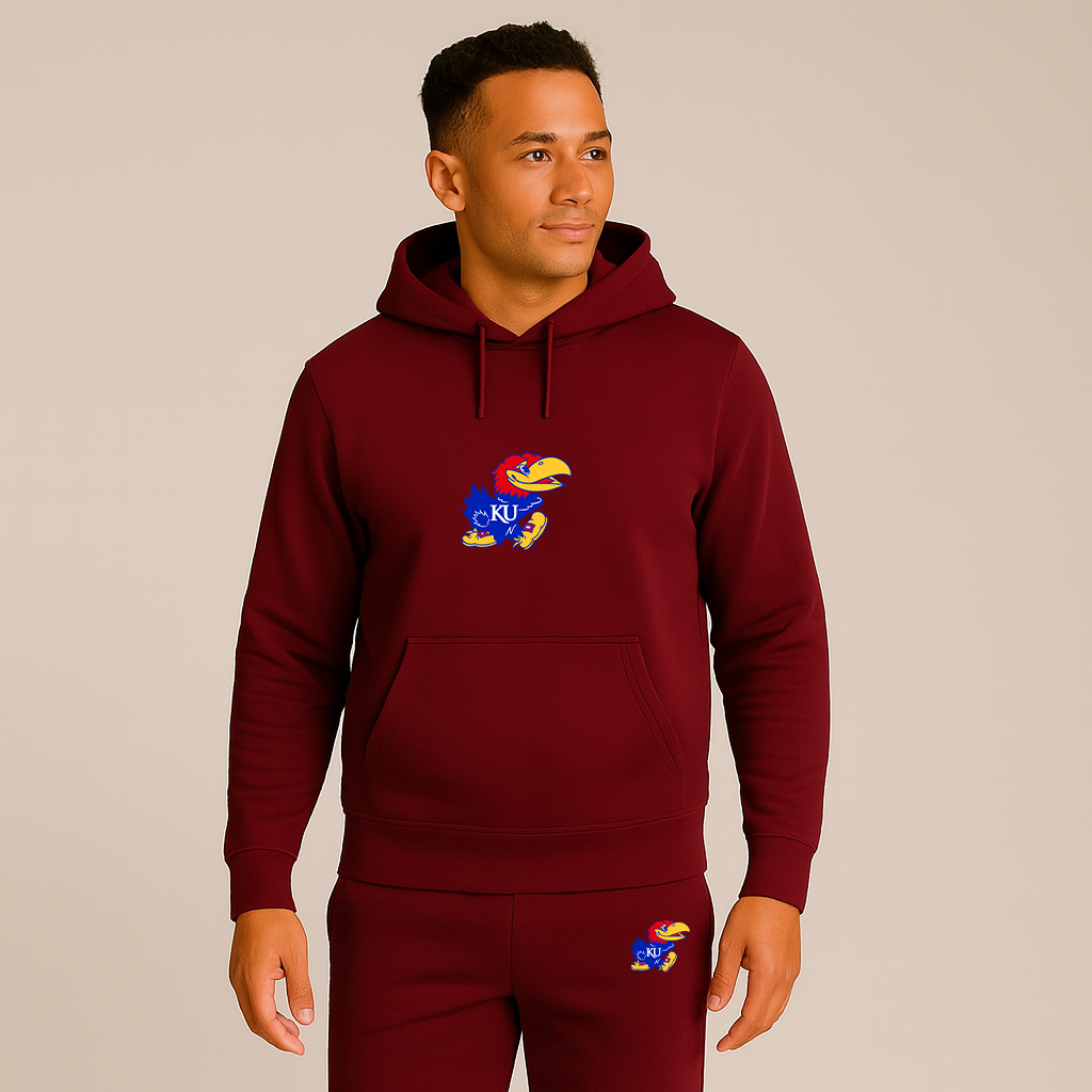 Men's Kansas Jayhawks Logo Hoodie Joggers Set