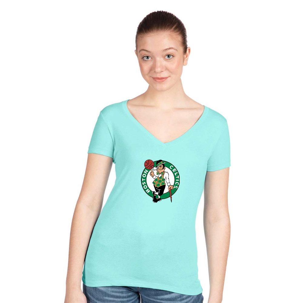 Women's Boston Celtics Logo Next Level V-Neck T-Shirt