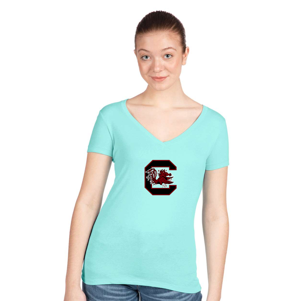 Women's South Carolina Gamecocks Logo  Next Level V-Neck T-Shirt