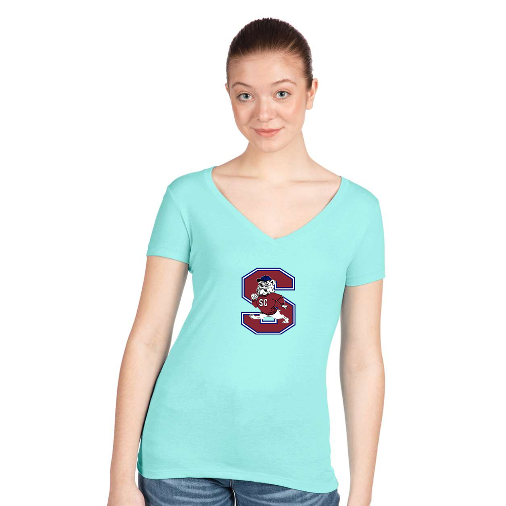 Women's South Carolina State Bulldogs Logo Next Level V-Neck T-Shirt