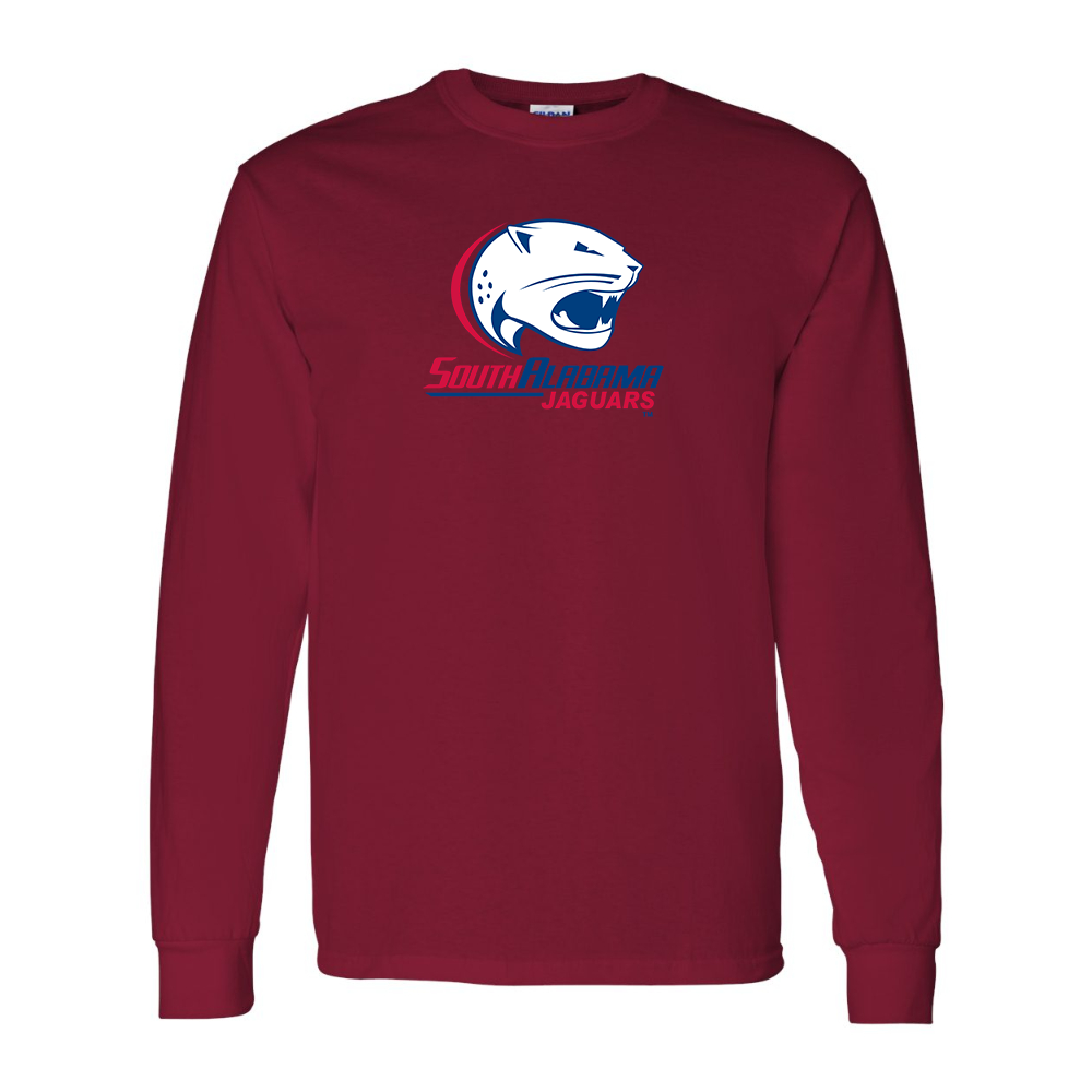 Men's South Alabama Jaguars Logo Gildan Heavy Cotton Long Sleeve T-Shirt