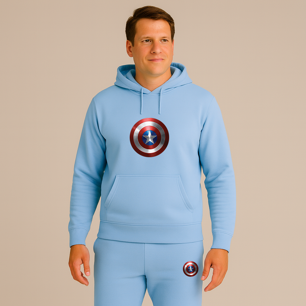 Men's Captain America Superhero Logo Hoodie Joggers Set