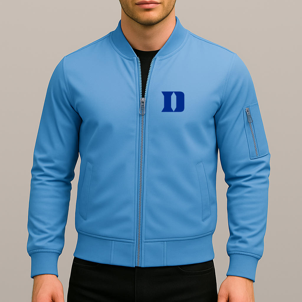 Men's Duke Blue Devils Logo Lightweight Bomber Jacket Windbreaker Softshell Varsity Jacket Coat