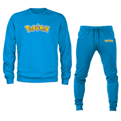 Men's Pokemon Cartoon Crewneck Sweatshirt Joggers Suit