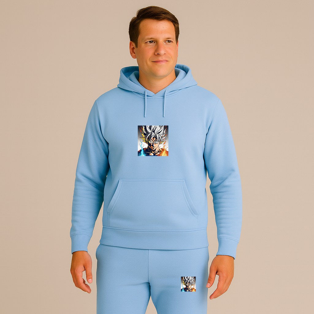 Men's Goku Fire Dragon Ball Z Cartoon Hoodie Joggers Set