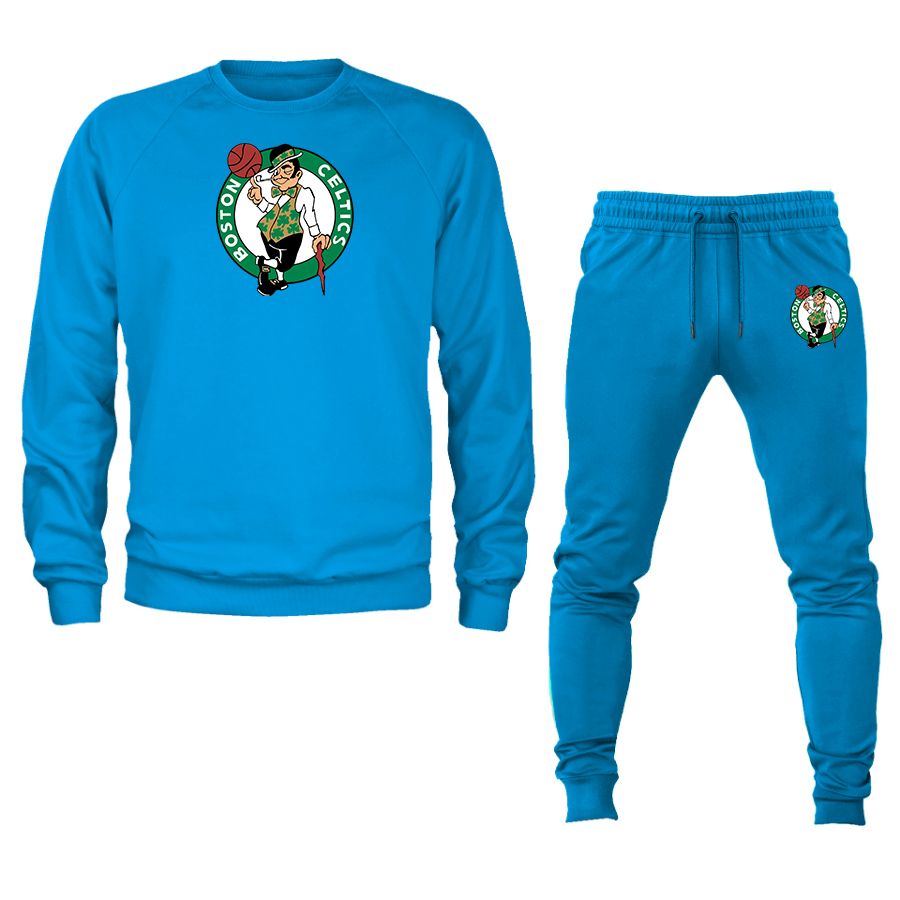Men's Boston Celtics Logo Crewneck Sweatshirt Joggers Suit