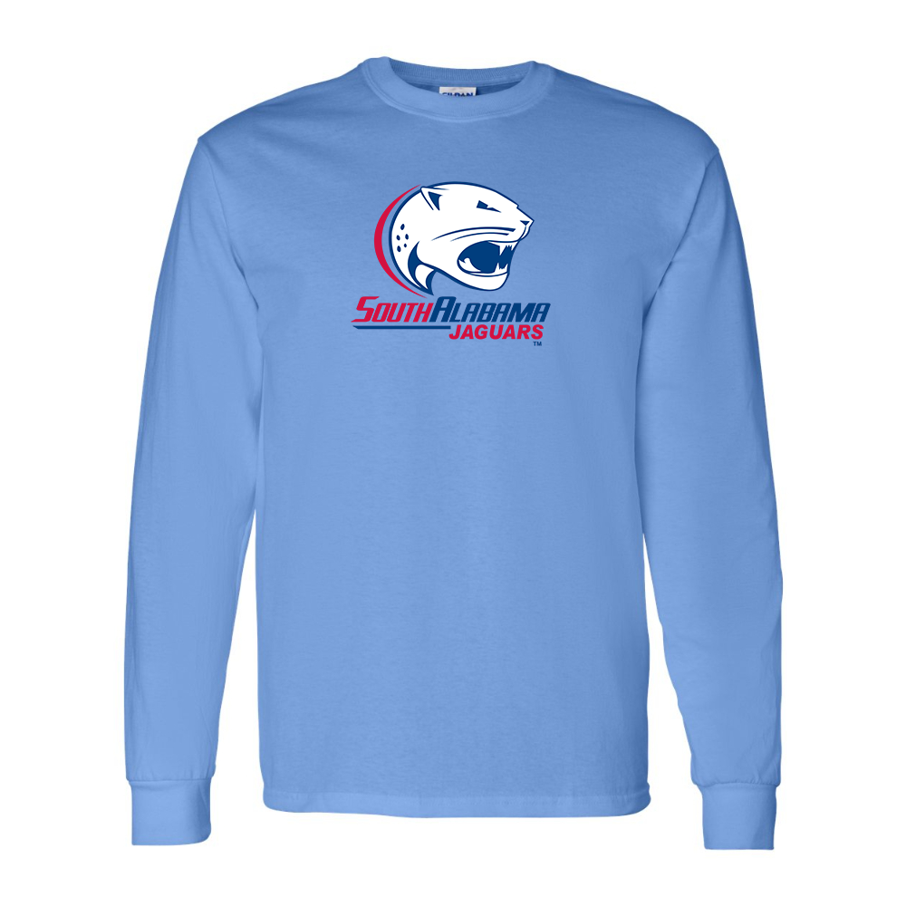 Men's South Alabama Jaguars Logo Gildan Heavy Cotton Long Sleeve T-Shirt