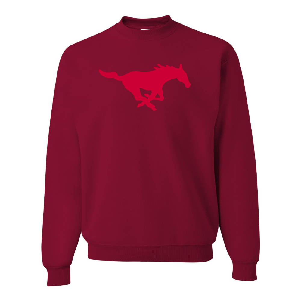Men's SMU Mustangs Logo  JERZEES NuBlend Crewneck Sweatshirt