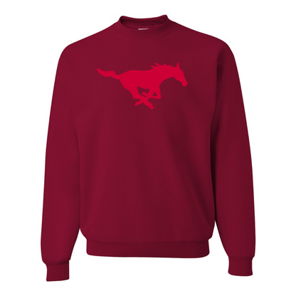 Men's SMU Mustangs Logo  JERZEES NuBlend Crewneck Sweatshirt