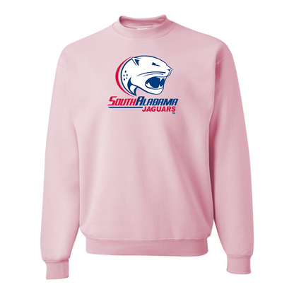 Men's South Alabama Jaguars Logo JERZEES NuBlend Crewneck Sweatshirt