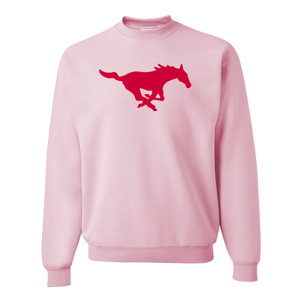 Men's SMU Mustangs Logo  JERZEES NuBlend Crewneck Sweatshirt