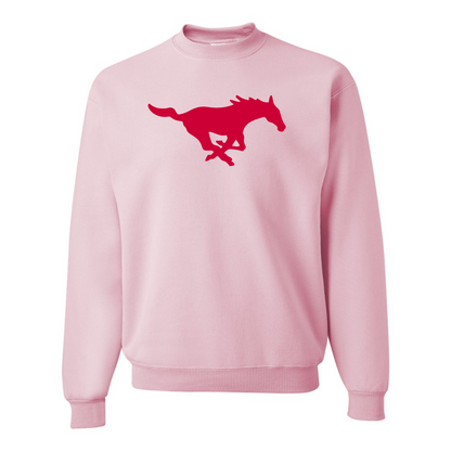 Men's SMU Mustangs Logo  JERZEES NuBlend Crewneck Sweatshirt