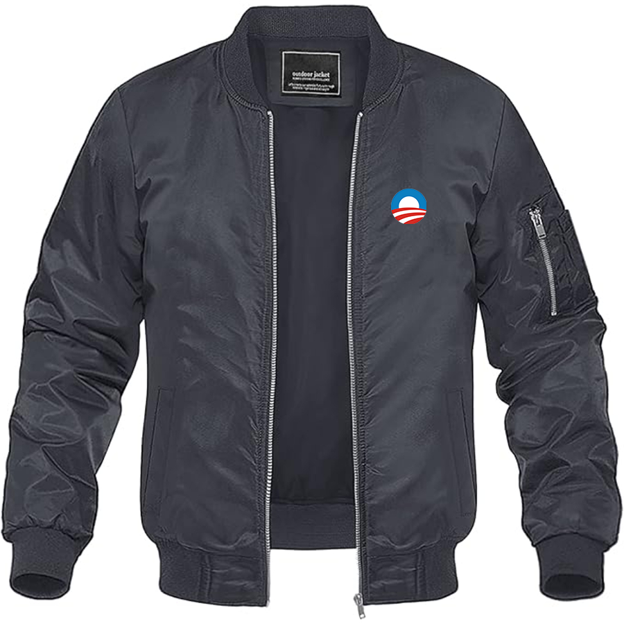 Men's Obama Logo Lightweight Bomber Jacket Windbreaker Softshell Varsity Jacket Coat