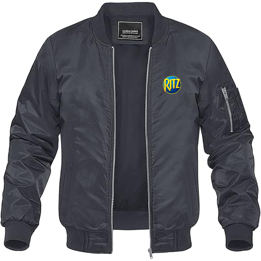 Men's Ritz Crackers Logo Lightweight Bomber Jacket Windbreaker Softshell Varsity Jacket Coat
