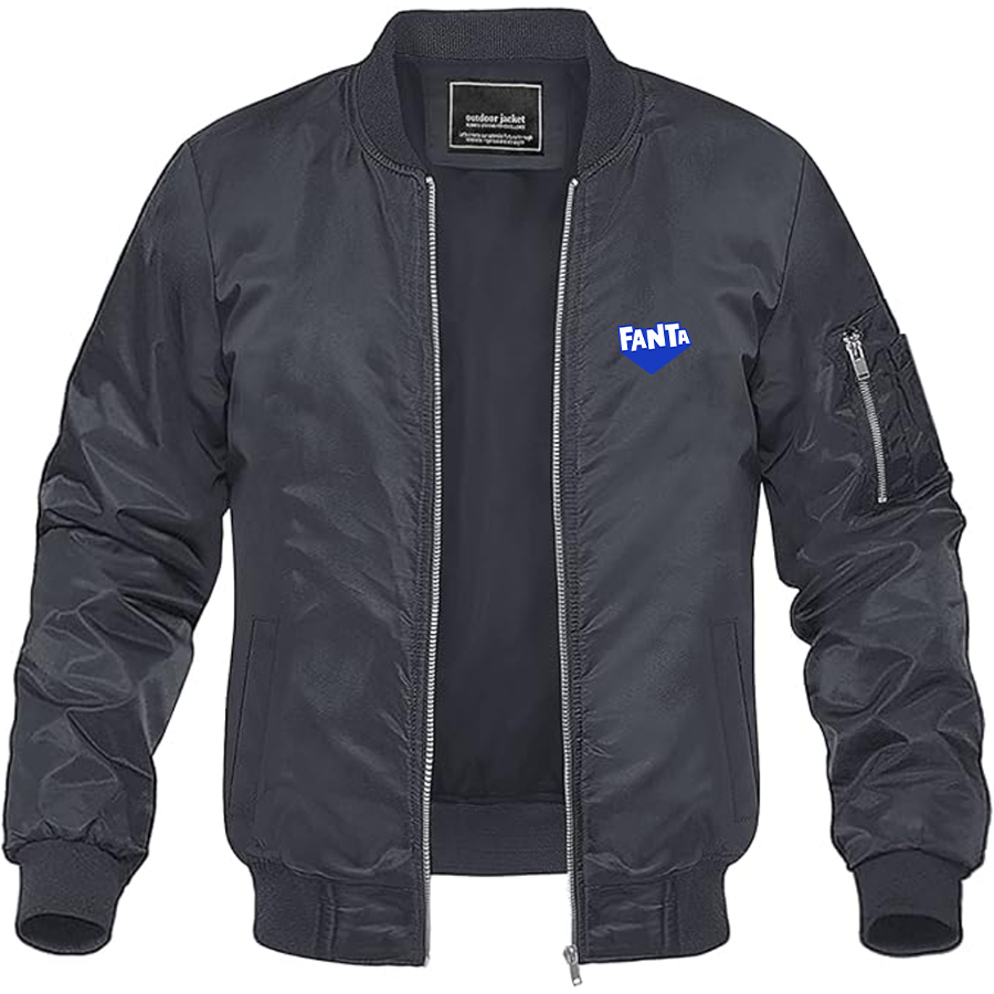 Men's Fanta Logo Lightweight Bomber Jacket Windbreaker Softshell Varsity Jacket Coat