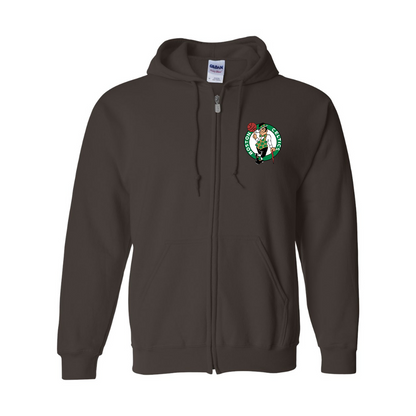Men's Boston Celtics Logo Gildan  Heavy Blend Full Zip Hooded Sweatshirt