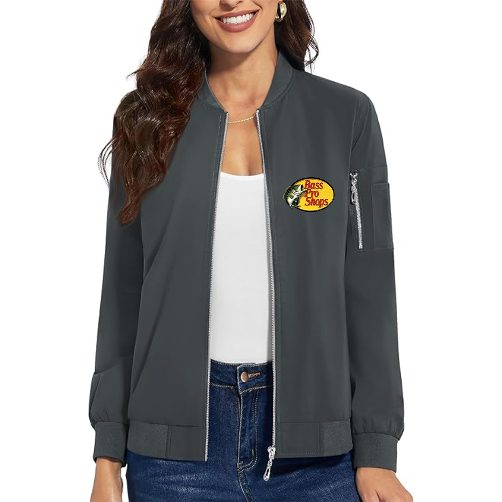 Women's Bass Pro Shops Logo  Premium Bomber Jacket with Polished Detailing and Functional Sleeve Pocket Modern Luxury Outerwear