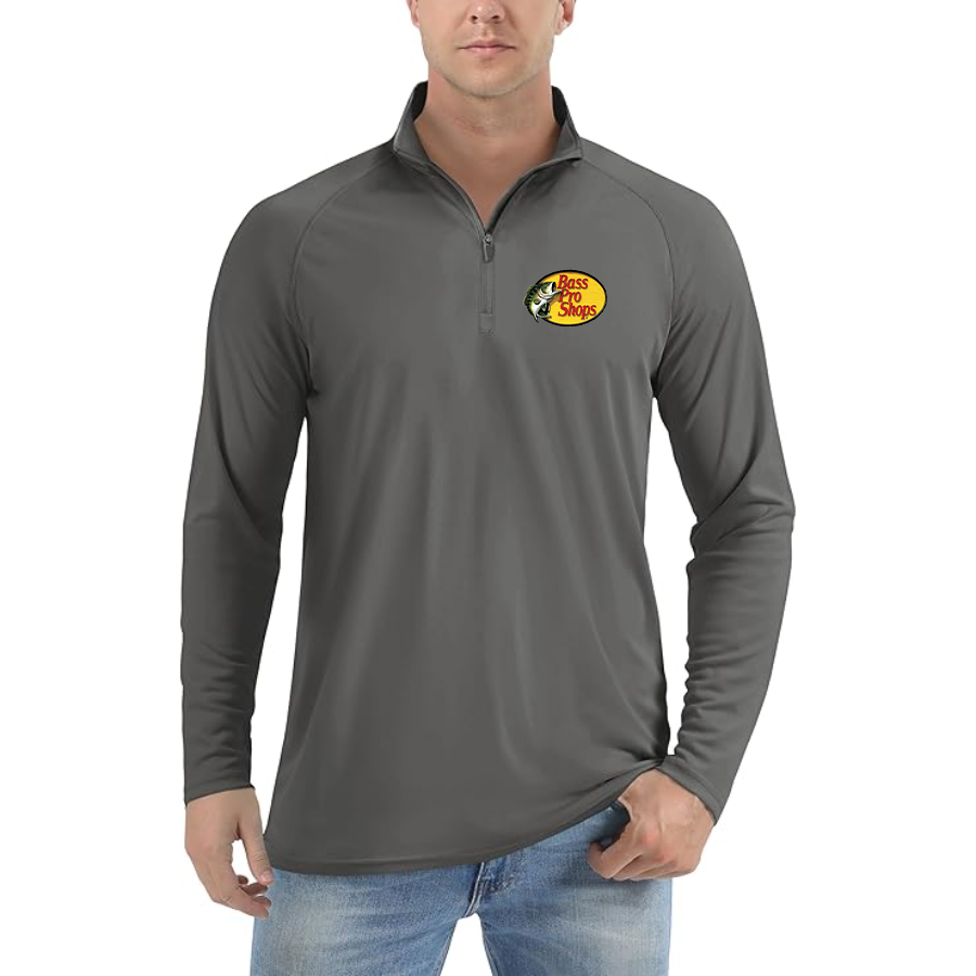 Men's Bass Pro Shops Logo Lightweight Quarter-Zip Athletic Shirt Long Sleeve Performance Wear