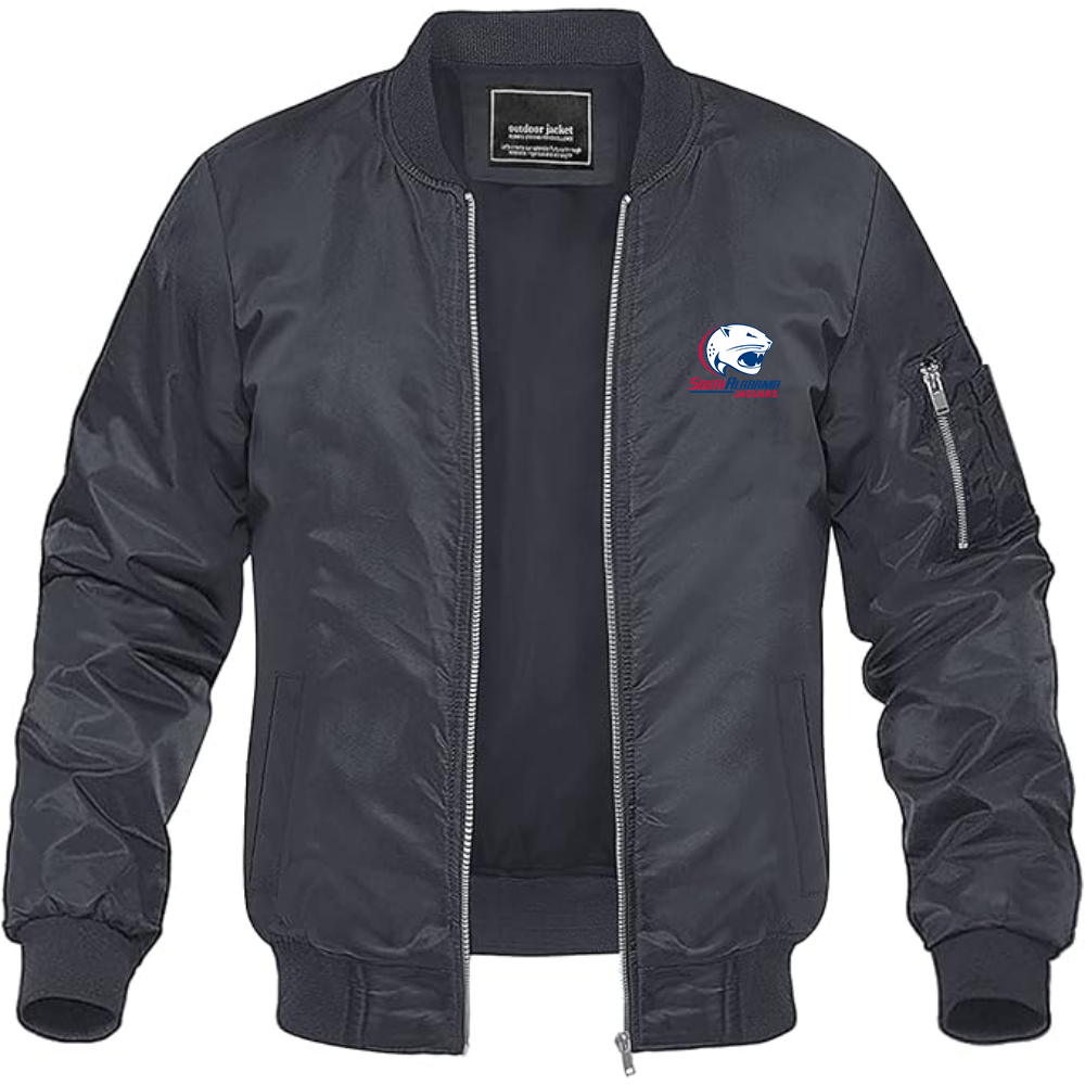 Men's South Alabama Jaguars Logo Lightweight Bomber Jacket Windbreaker Softshell Varsity Jacket Coat