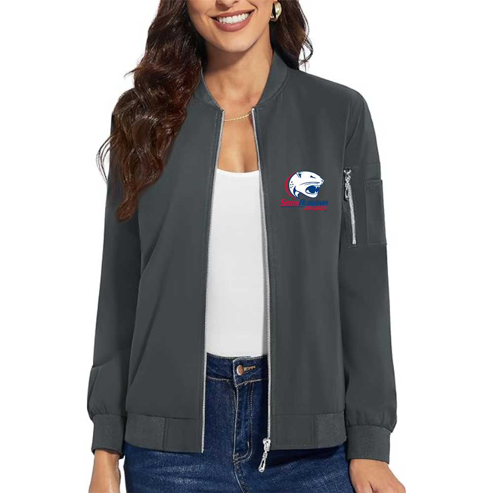 Women's South Alabama Jaguars Logo  Premium Bomber Jacket with Polished Detailing and Functional Sleeve Pocket Modern Luxury Outerwear