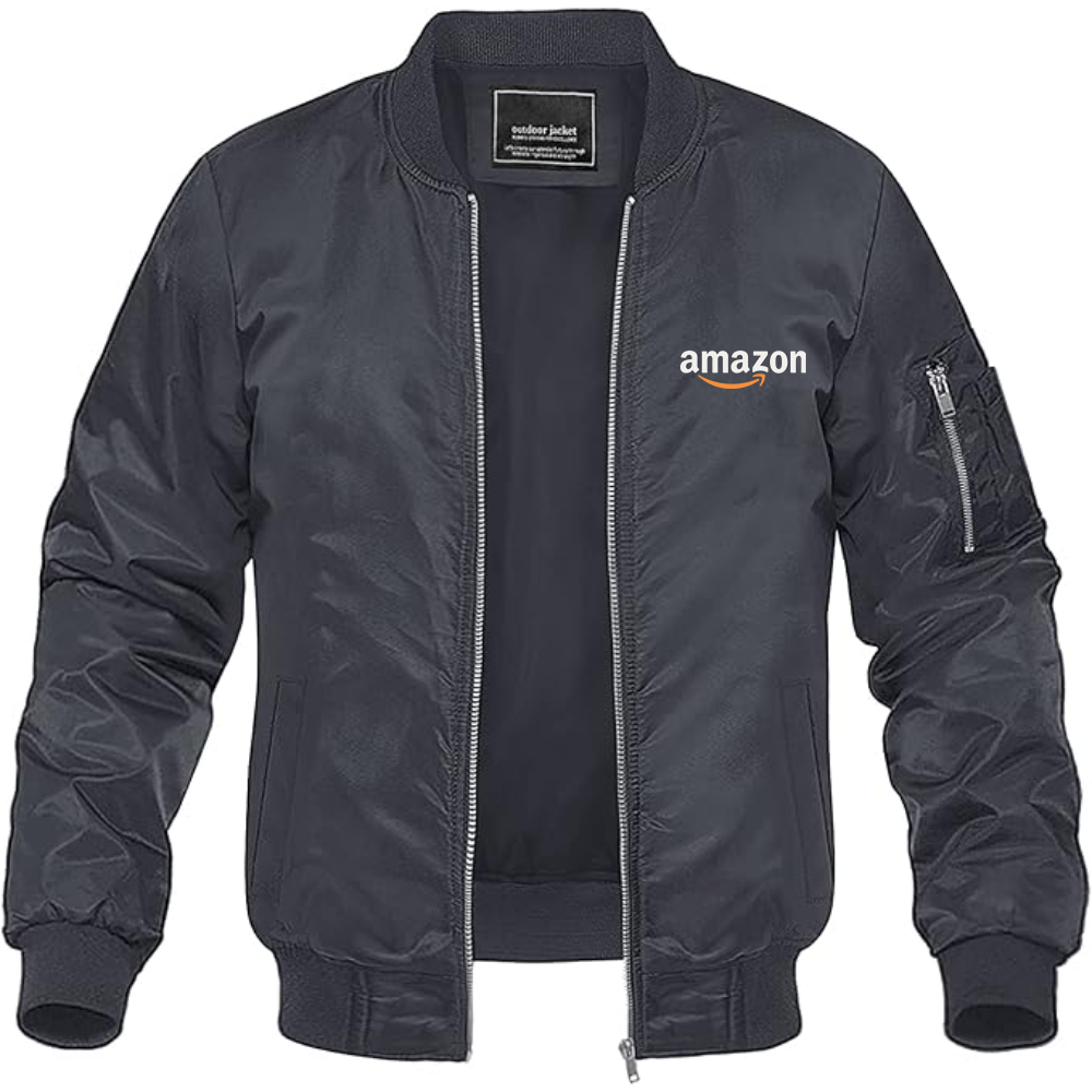 Men's Amazon Logo Lightweight Bomber Jacket Windbreaker Softshell Varsity Jacket Coat