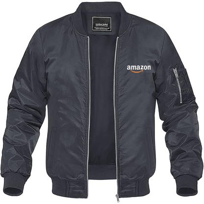 Men's Amazon Logo Lightweight Bomber Jacket Windbreaker Softshell Varsity Jacket Coat
