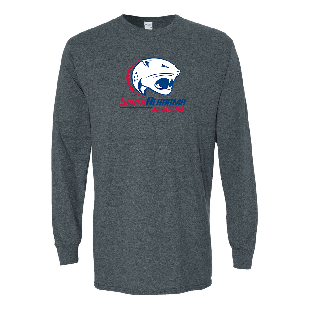 Men's South Alabama Jaguars Logo Gildan Heavy Cotton Long Sleeve T-Shirt
