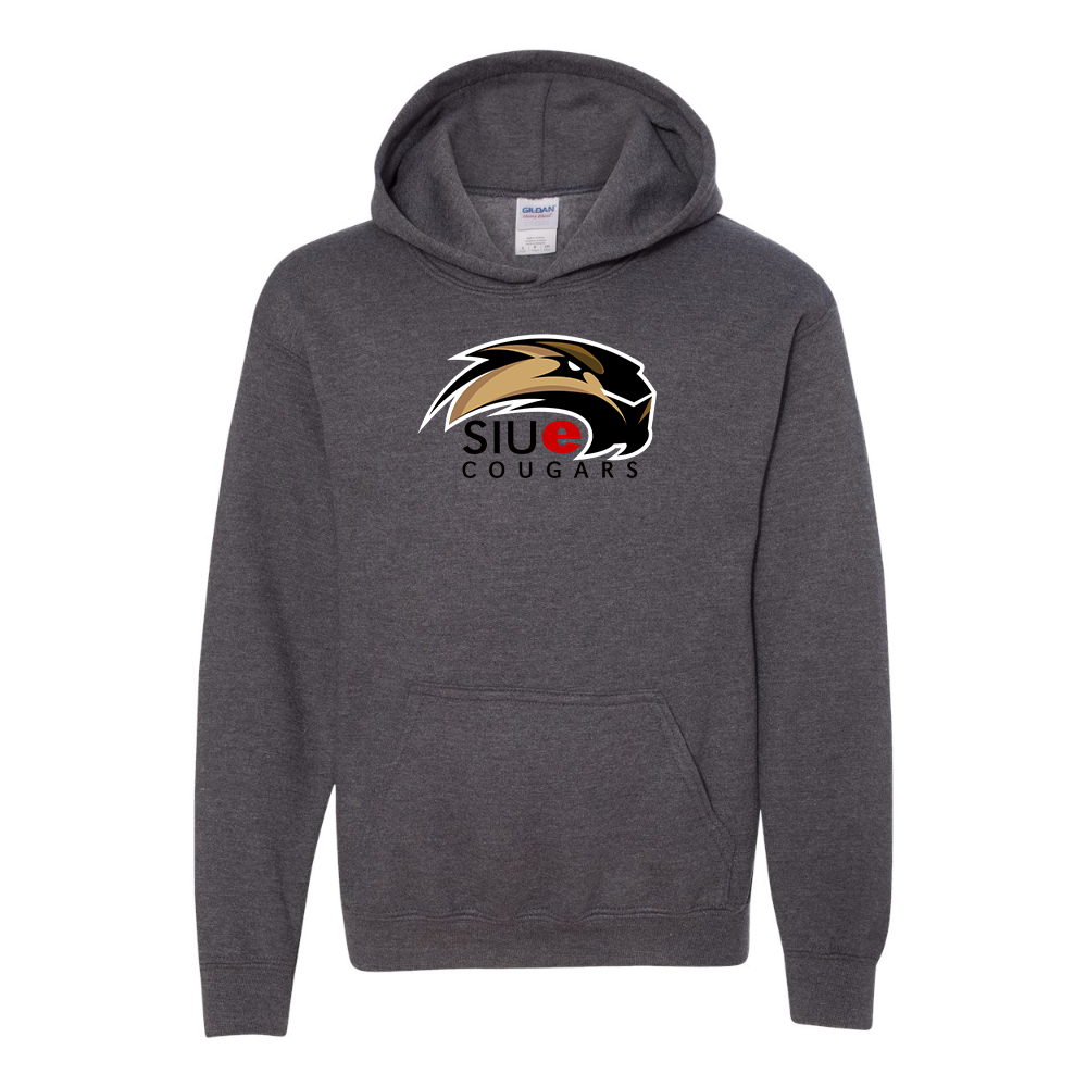 Youth SIU Edwardsville Cougars Logo Gildan Heavy Blend  Hooded Sweatshirt