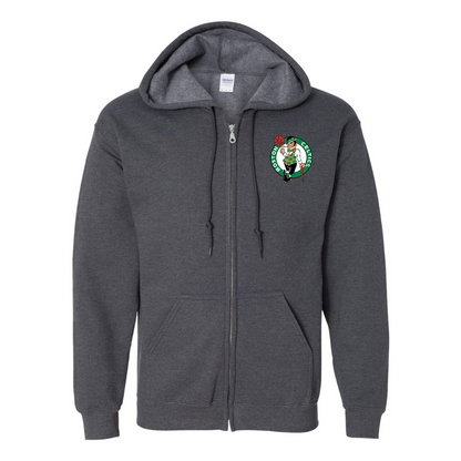 Men's Boston Celtics Logo Gildan  Heavy Blend Full Zip Hooded Sweatshirt