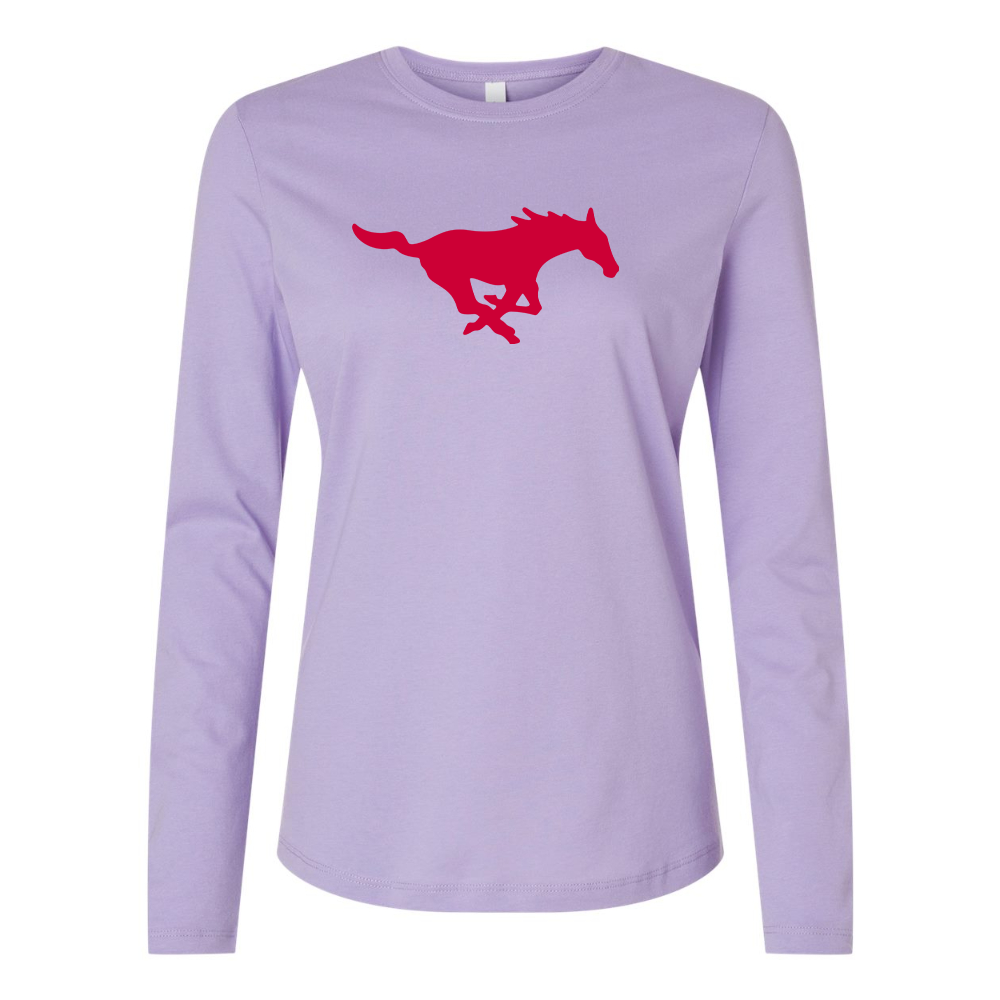 BELLA CANVAS Women’s SMU Mustangs Logo Jersey Long Sleeve Tee