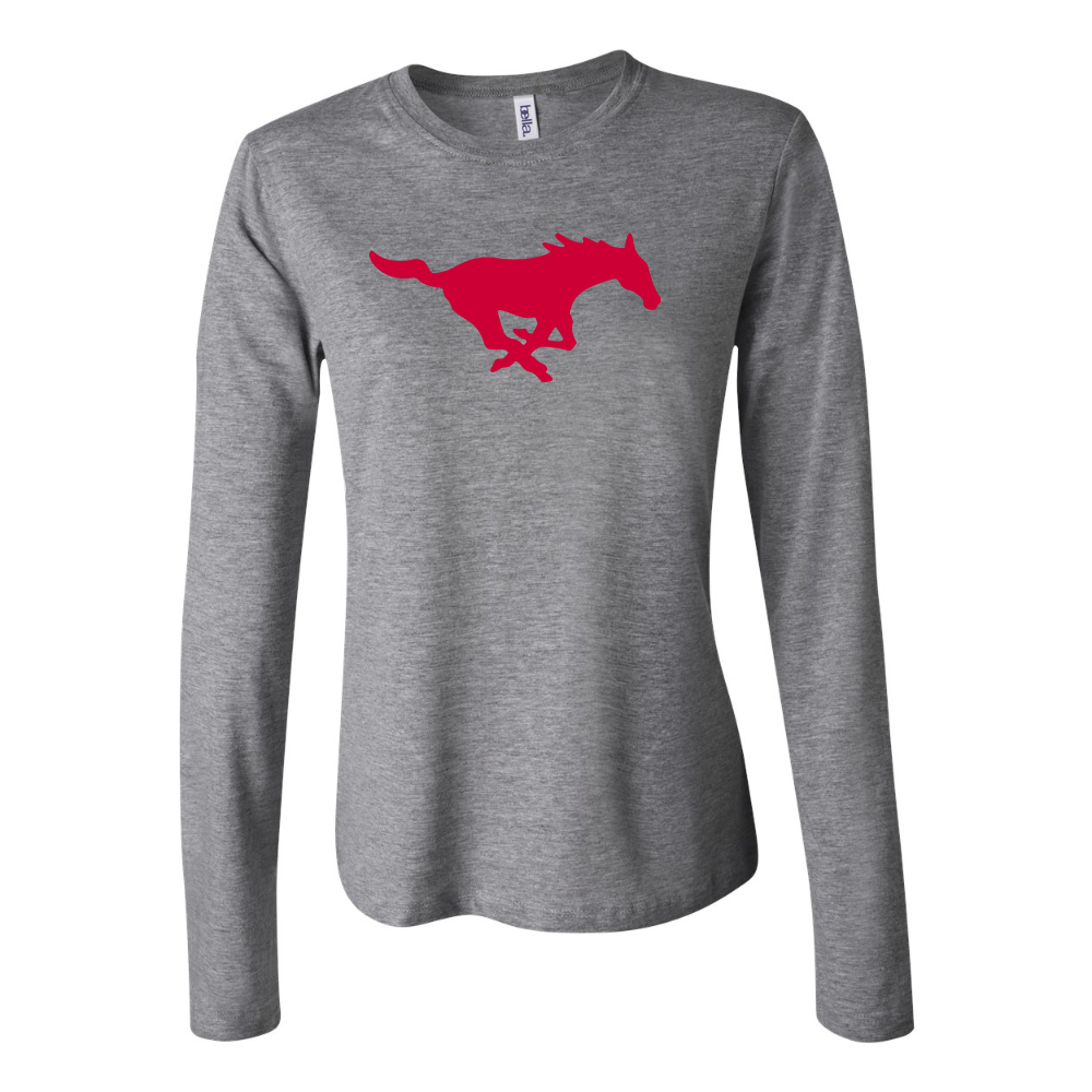 BELLA CANVAS Women’s SMU Mustangs Logo Jersey Long Sleeve Tee